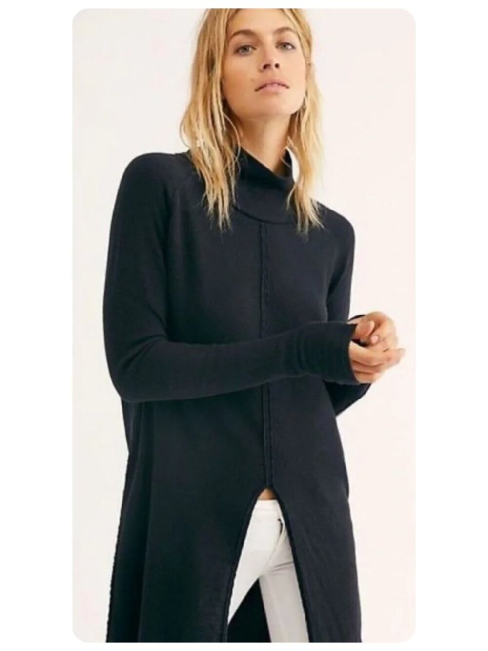 We The Free People Black Work It Long Sleeve Tunic Top sz xs